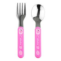 Akuku Stainless Steel Spoon and Fork - Pink - 1 set