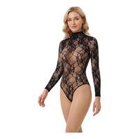 NORTIE Riga Bodystocking i spets, öppen - Svart