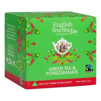 English Tea Shop Green Tea & Pomegranate, eko - 16 pyramidpåsar