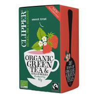 Clipper Grönt Te m. Jordgubb - Fairtrade, eko - 20 påsar